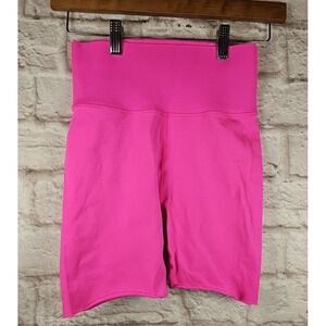 SculptKnit by Fabletics Biker shorts Hot Pink Size Small Wideband Waist‎ EUC!